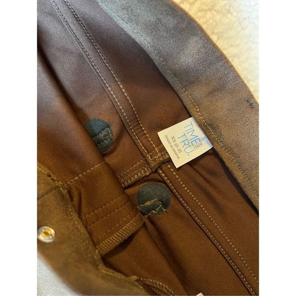 Brown/Dark Camel Suede Jeggings, Sz XS (0-2) - Picture 6 of 7